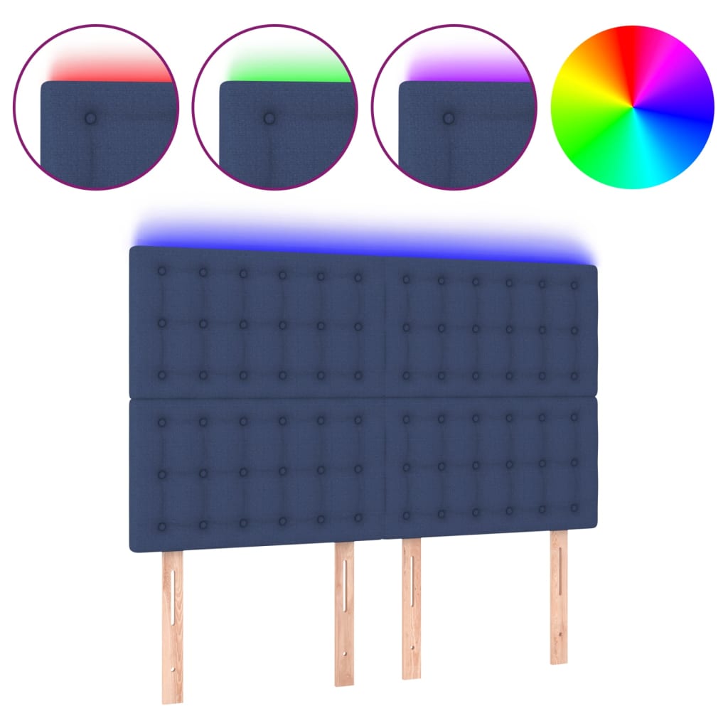 Testiera a LED Blu 144x5x118/128 cm in Tessuto - homemem39