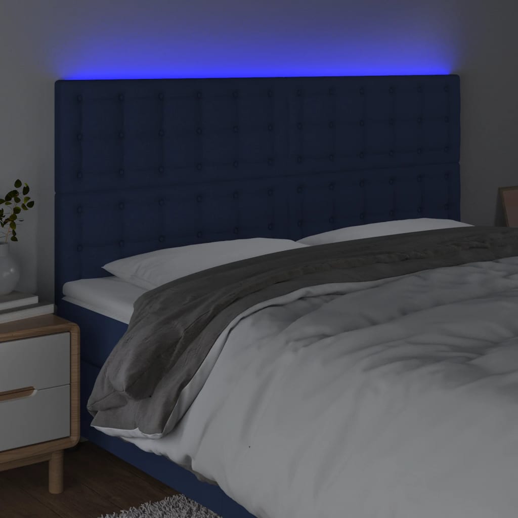 Testiera a LED Blu 160x5x118/128 cm in Tessuto - homemem39