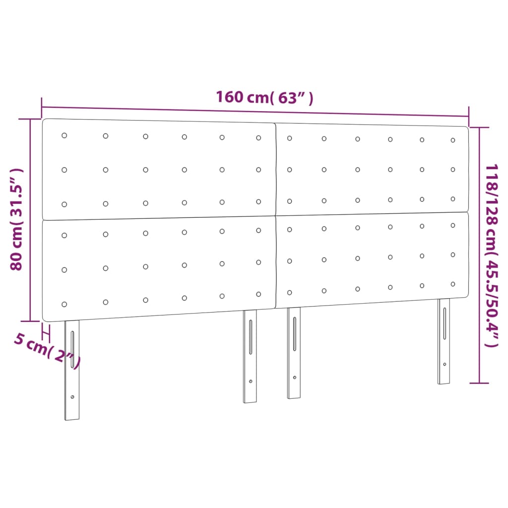 Testiera a LED Blu 160x5x118/128 cm in Tessuto - homemem39