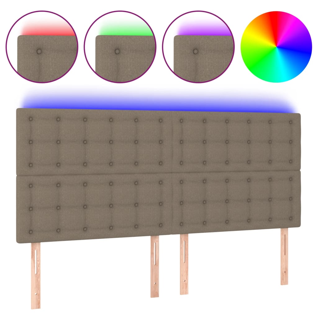 Testiera a LED Tortora 180x5x118/128 cm in Tessuto - homemem39