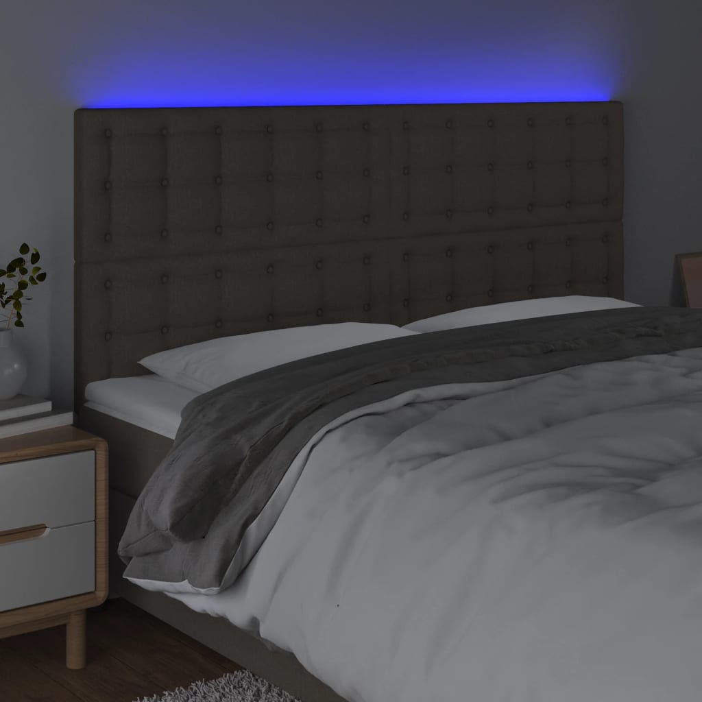 Testiera a LED Tortora 180x5x118/128 cm in Tessuto - homemem39