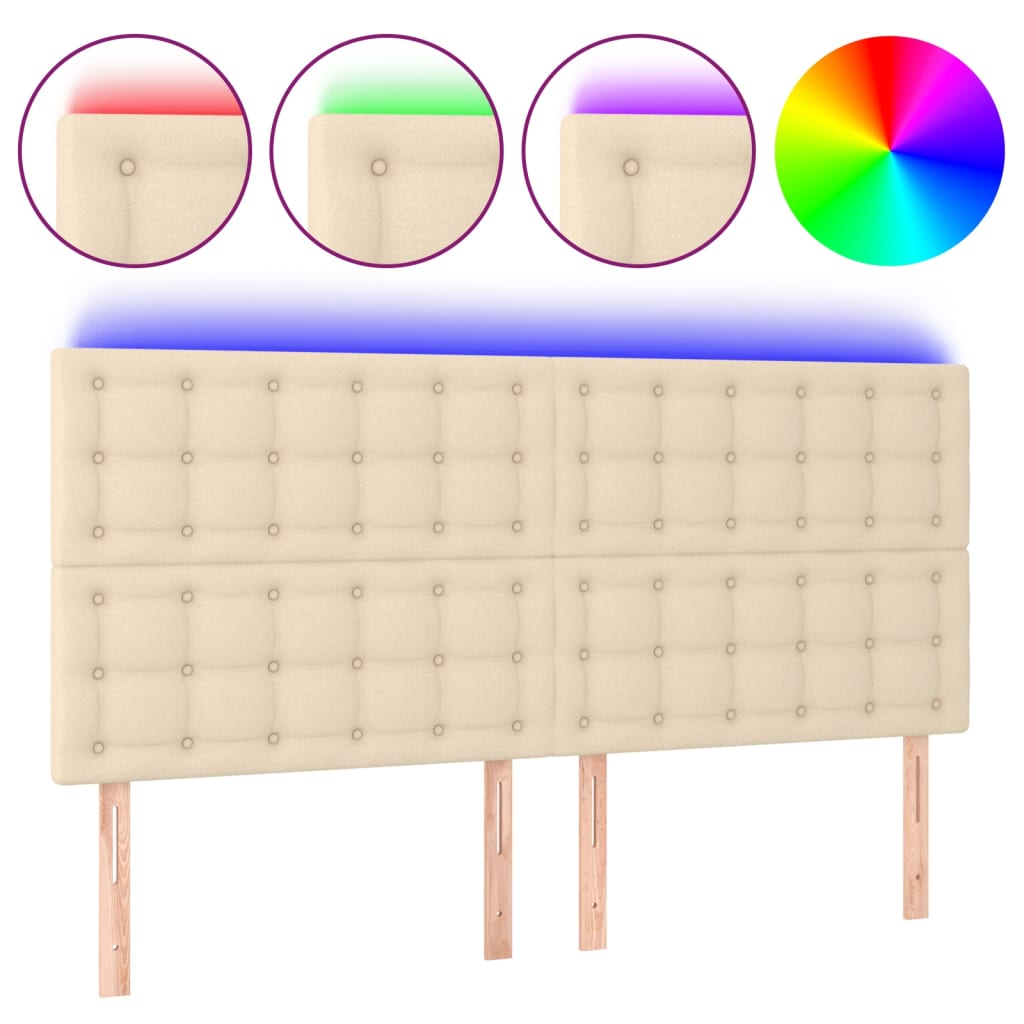 Testiera a LED Crema 180x5x118/128 cm in Tessuto - homemem39