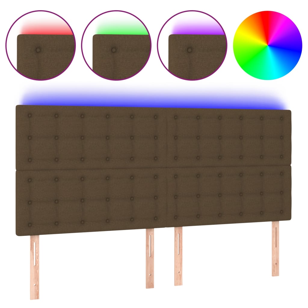 Testiera a LED Marrone scuro 200x5x118/128cm in Tessuto - homemem39