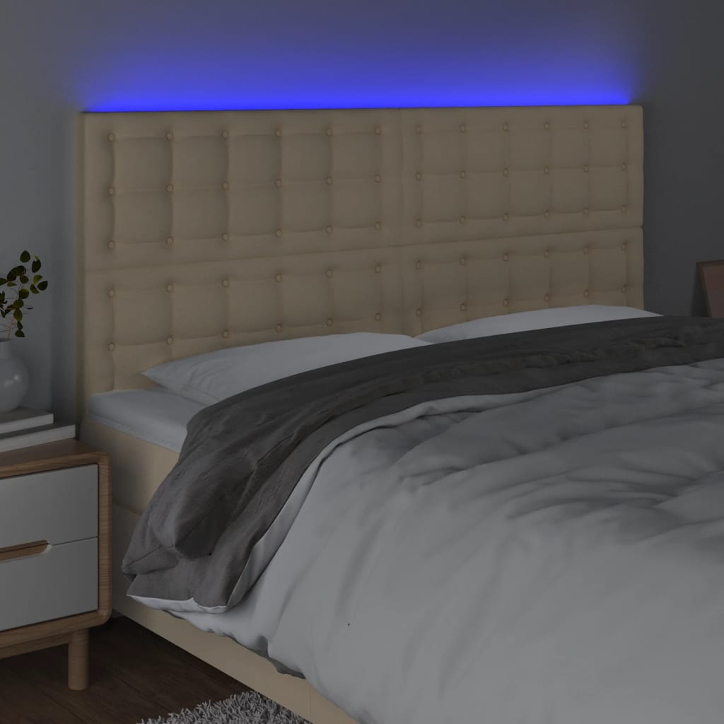 Testiera a LED crema 200x5x118/128cm in Tessuto - homemem39
