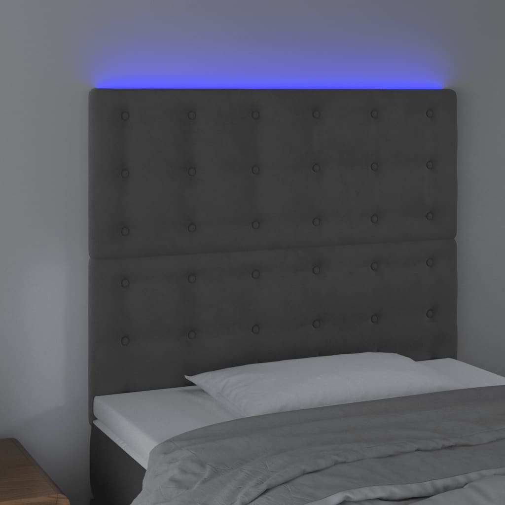 Testiera a LED Grigio Scuro 90x5x118/128 cm in Velluto - homemem39