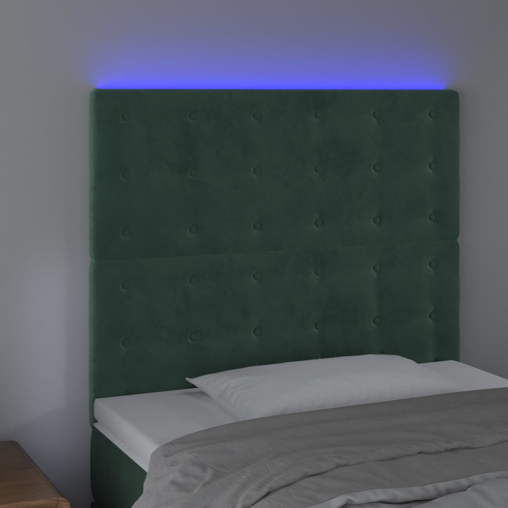 Testiera a LED Verde Scuro 90x5x118/128 cm in Velluto - homemem39