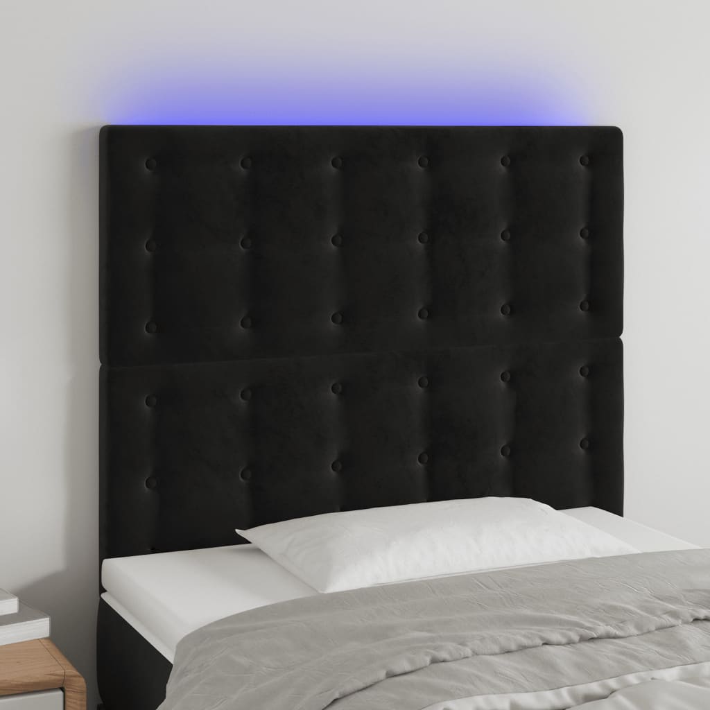 Testiera a LED Nera 100x5x118/128 cm in Velluto - homemem39