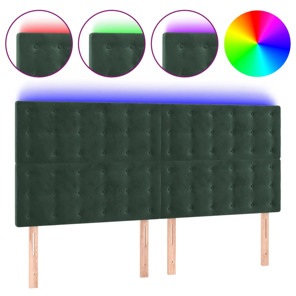 Testiera a LED Verde Scuro 180x5x118/128cm in Velluto - homemem39