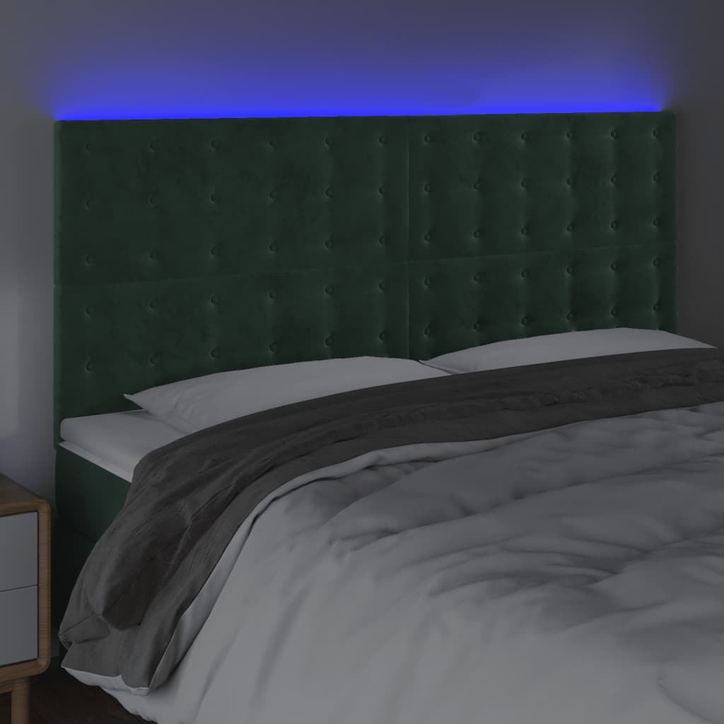 Testiera a LED Verde Scuro 180x5x118/128cm in Velluto - homemem39