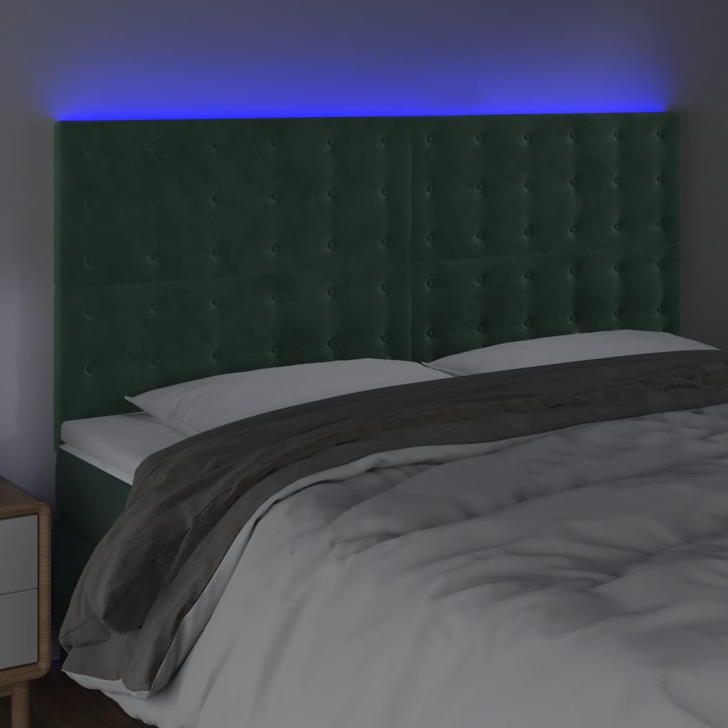 Testiera a LED Verde Scuro 200x5x118/128 cm in Velluto - homemem39