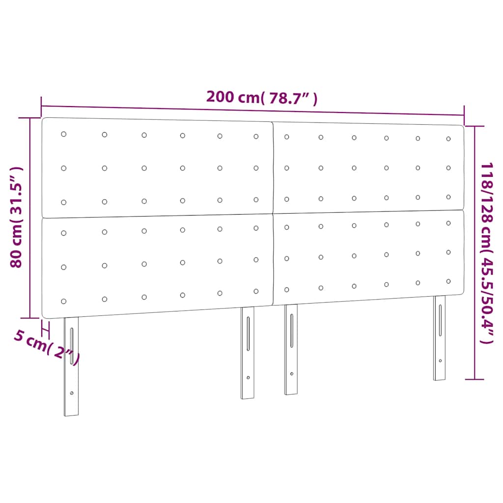 Testiera a LED Verde Scuro 200x5x118/128 cm in Velluto