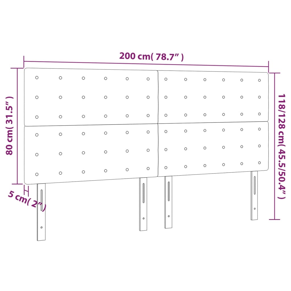 Testiera a LED rosa 200x5x118/128 cm in Velluto - homemem39