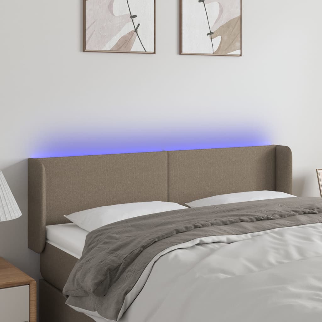 Testiera a LED Tortora 147x16x78/88 cm in Tessuto - homemem39