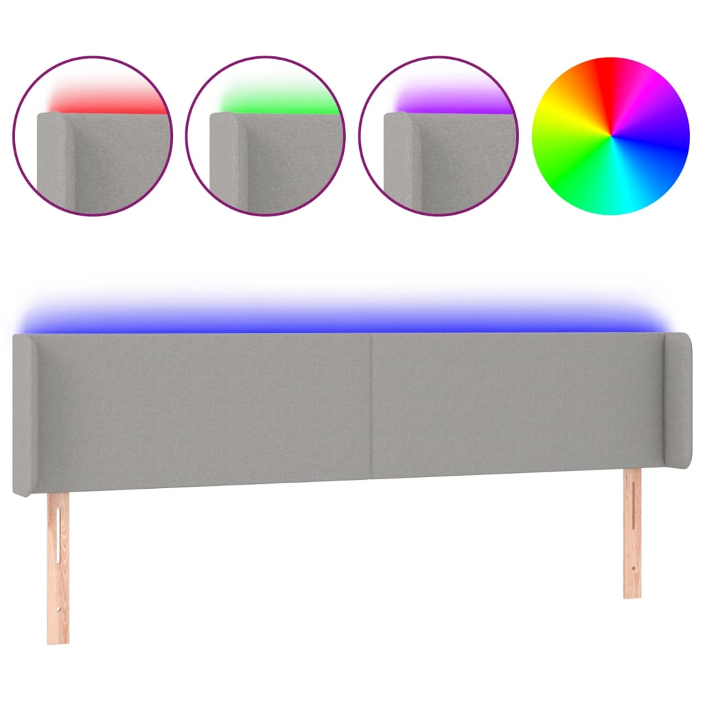 Testiera a LED Grigio Chiaro 163x16x78/88 cm in Tessuto - homemem39
