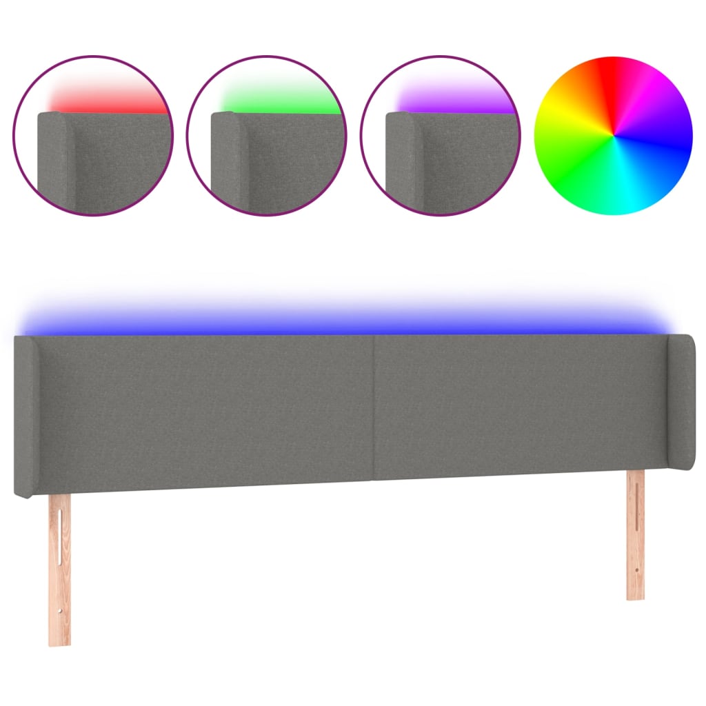 Testiera a LED Grigio Scuro 163x16x78/88 cm in Tessuto - homemem39
