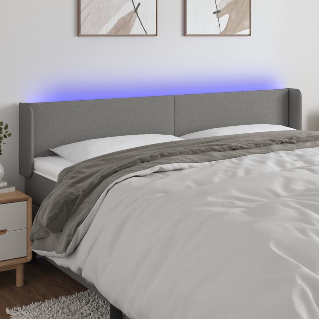 Testiera a LED Grigio Scuro 163x16x78/88 cm in Tessuto - homemem39