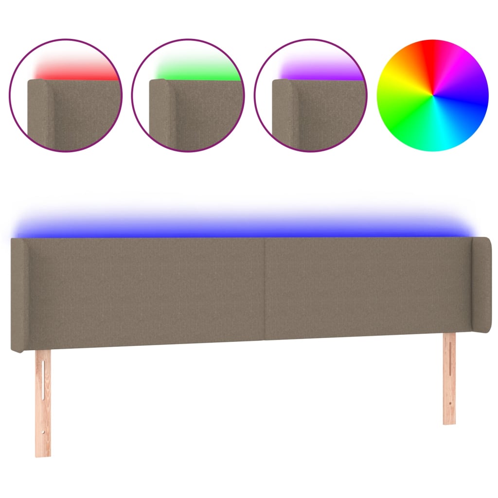 Testiera a LED Tortora 163x16x78/88 cm in Tessuto - homemem39