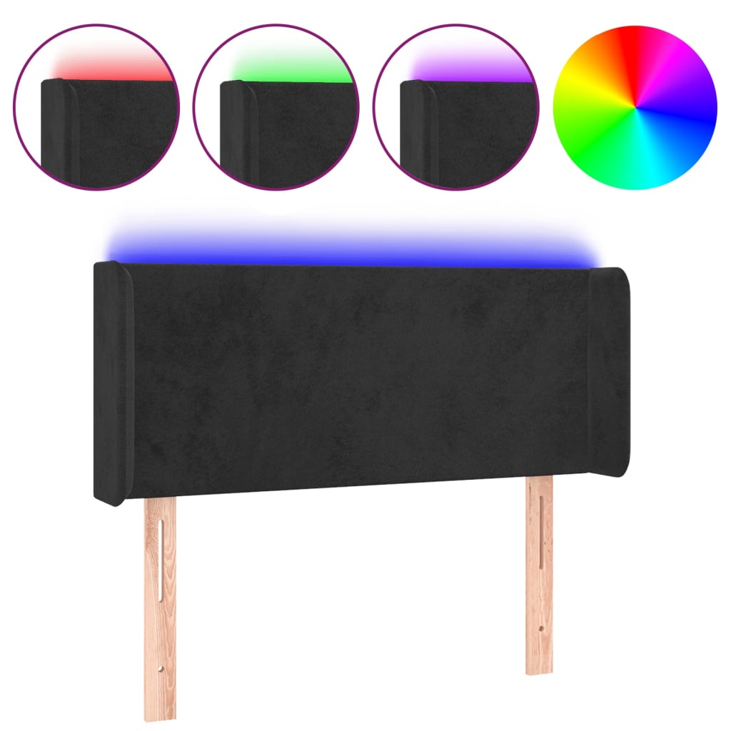 Testiera a LED Nera 103x16x78/88 cm in Velluto - homemem39