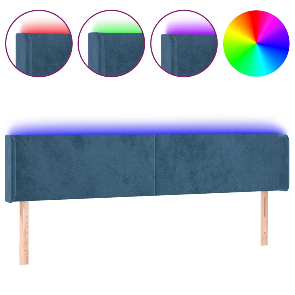 Testiera a LED Blu Scuro 183x16x78/88 cm in Velluto - homemem39