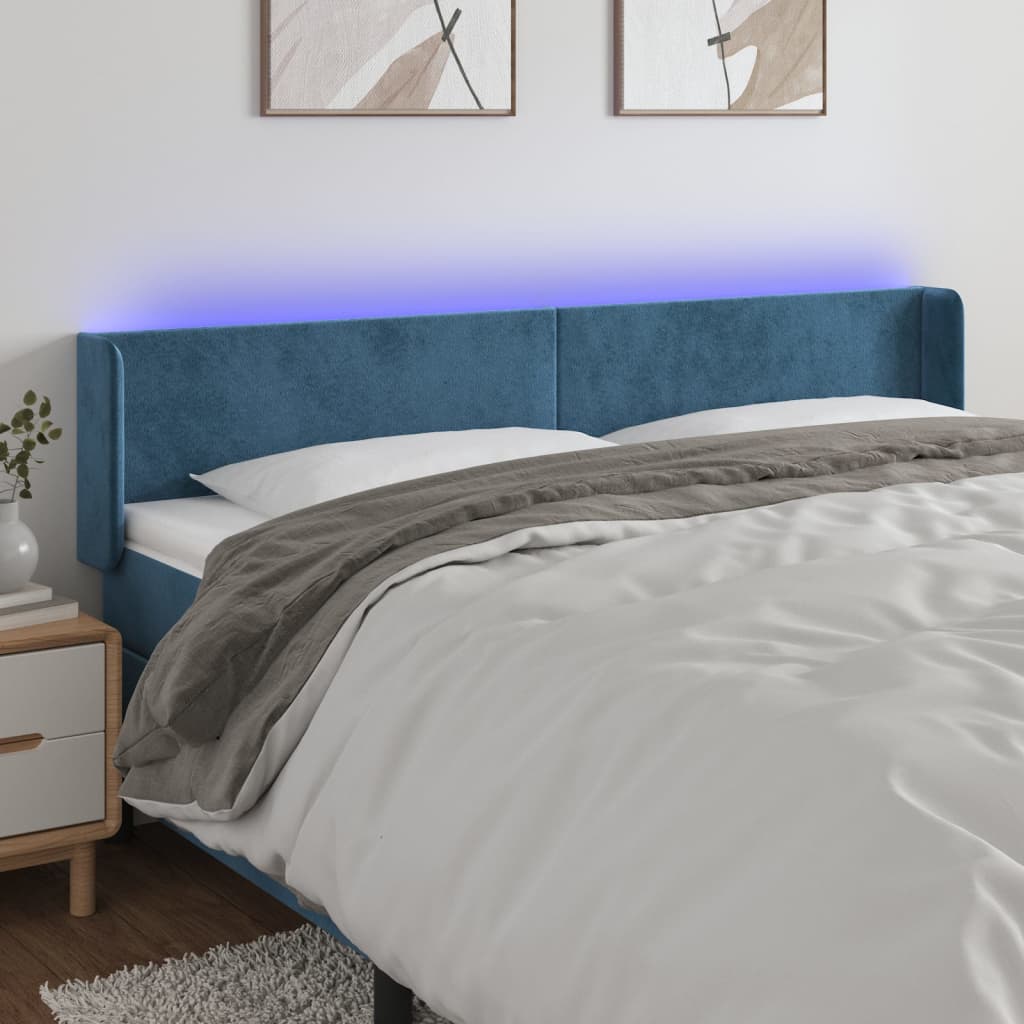Testiera a LED Blu Scuro 183x16x78/88 cm in Velluto - homemem39
