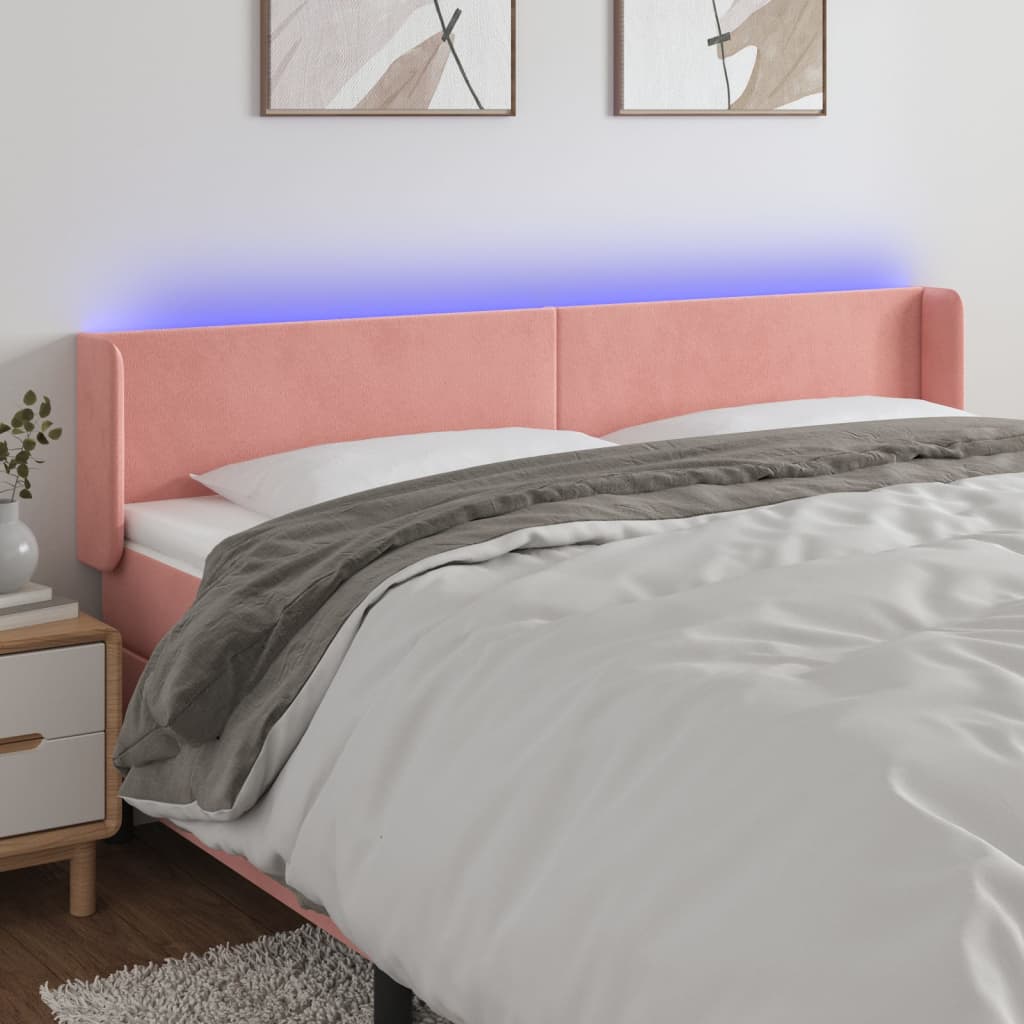 Testiera a LED Rosa 203x16x78/88 cm in Velluto - homemem39