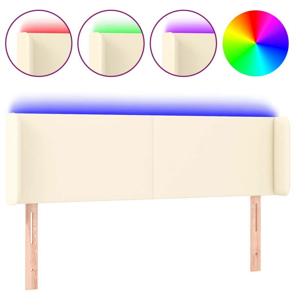 Testiera a LED Crema 147x16x78/88 cm in Similpelle - homemem39