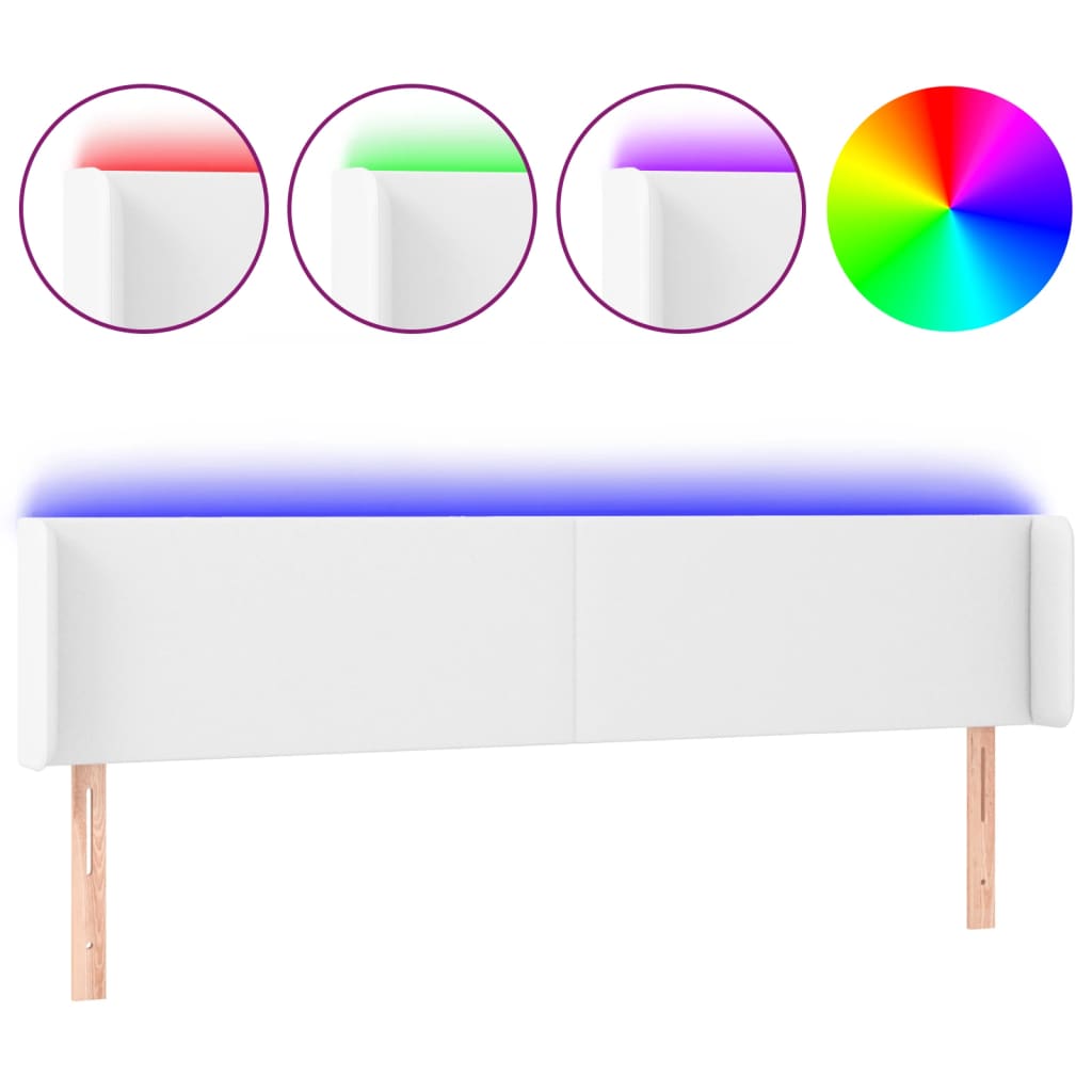 Testiera a LED Bianca 183x16x78/88 cm in Similpelle - homemem39