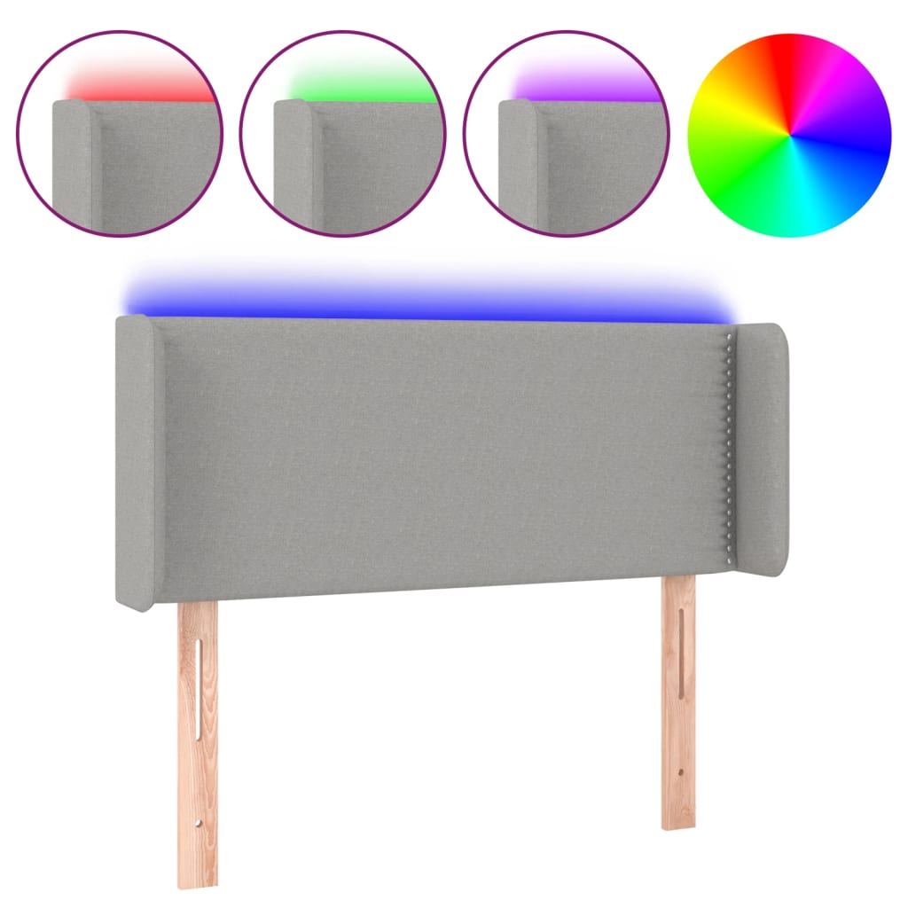 Testiera Grigio Chiaro a LED 103x16x78/88 cm in Tessuto - homemem39