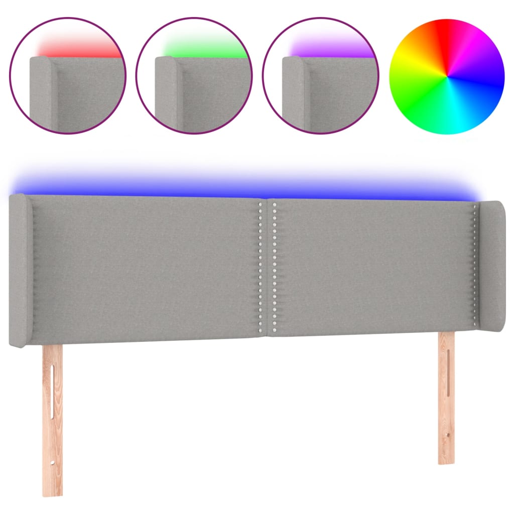 Testiera Grigio Chiaro a LED 147x16x78/88 cm in Tessuto - homemem39