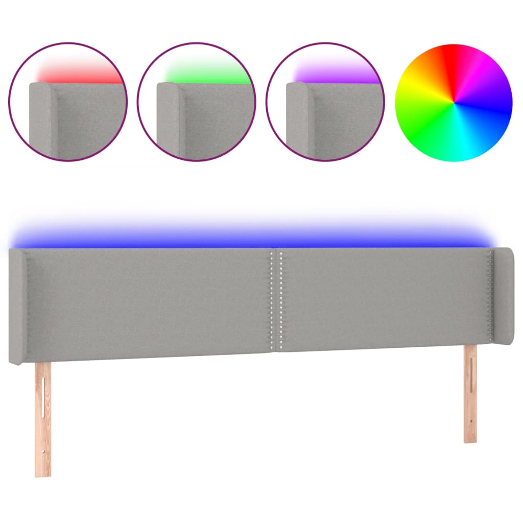 Testiera a LED Grigio Chiaro 183x16x78/88 cm in Tessuto - homemem39
