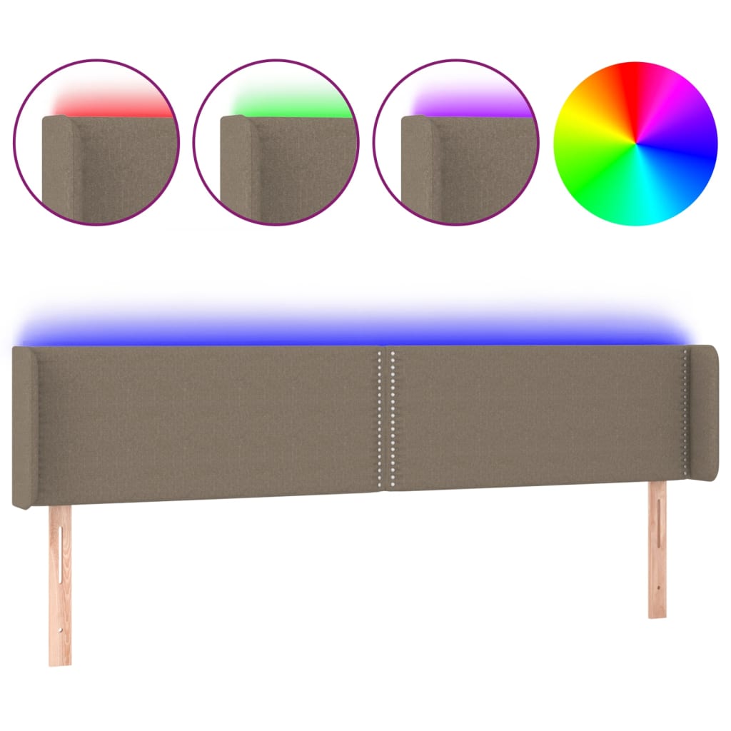 Testiera a LED Tortora 183x16x78/88 cm in Tessuto - homemem39