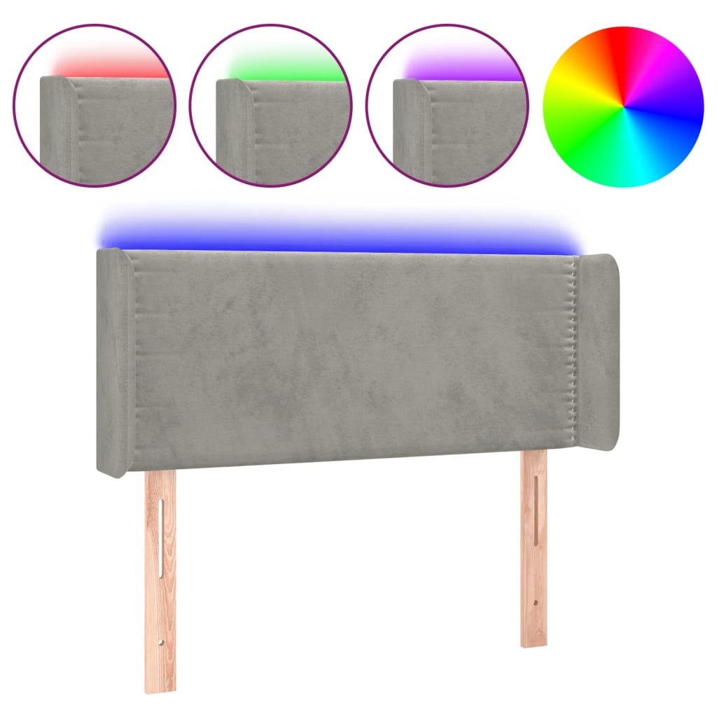 Testiera a LED Grigio Chiaro 83x16x78/88 cm in Velluto - homemem39