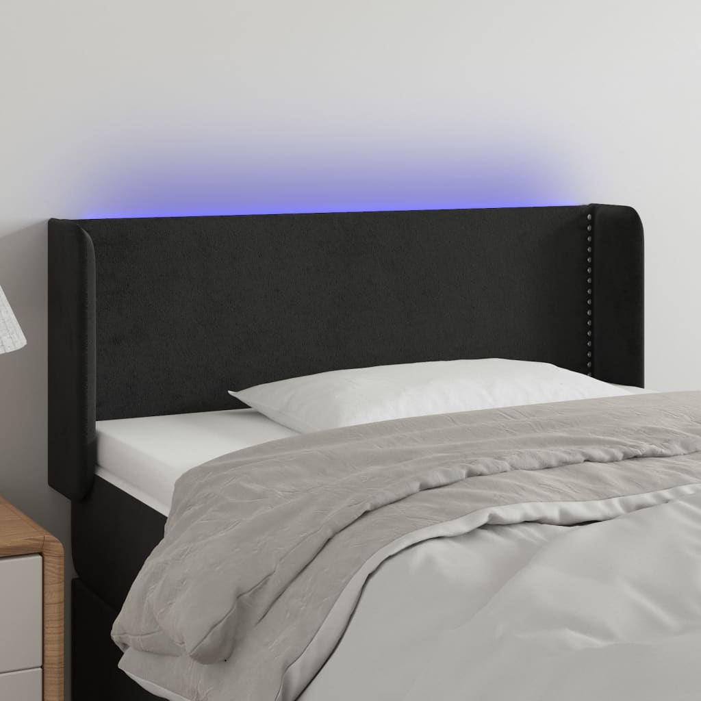 Testiera a LED Nera 83x16x78/88 cm in Velluto - homemem39
