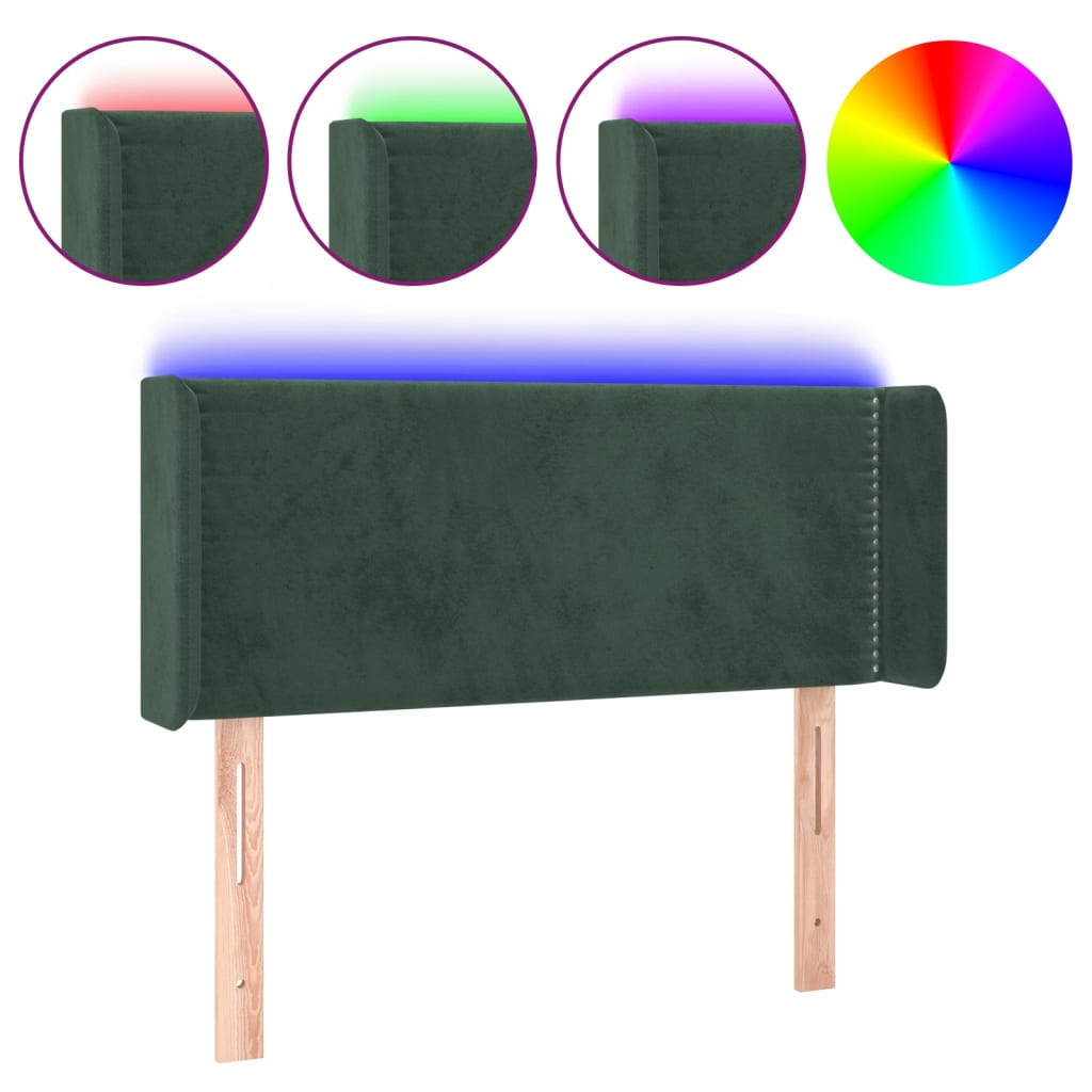 Testiera a LED Verde Scuro 103x16x78/88 cm in Velluto - homemem39