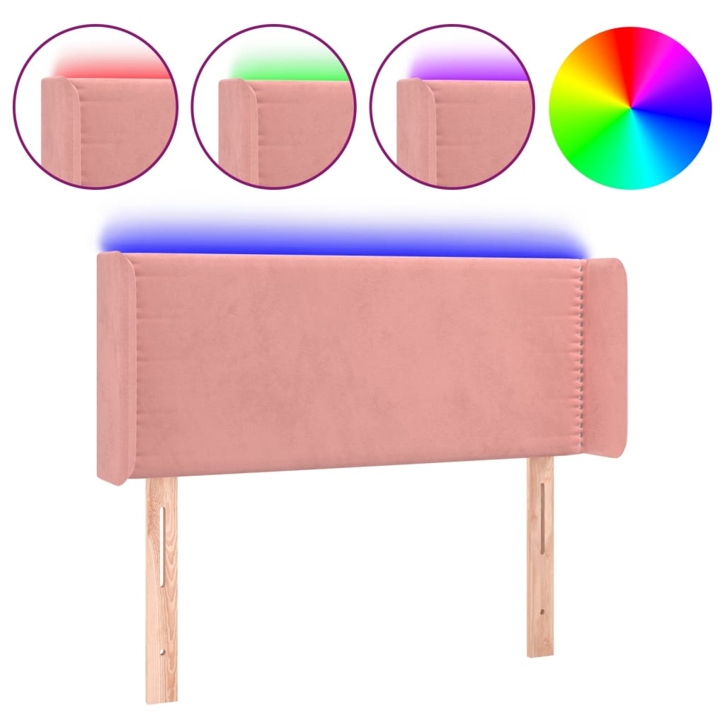 Testiera a LED Rosa 103x16x78/88 cm in Velluto - homemem39