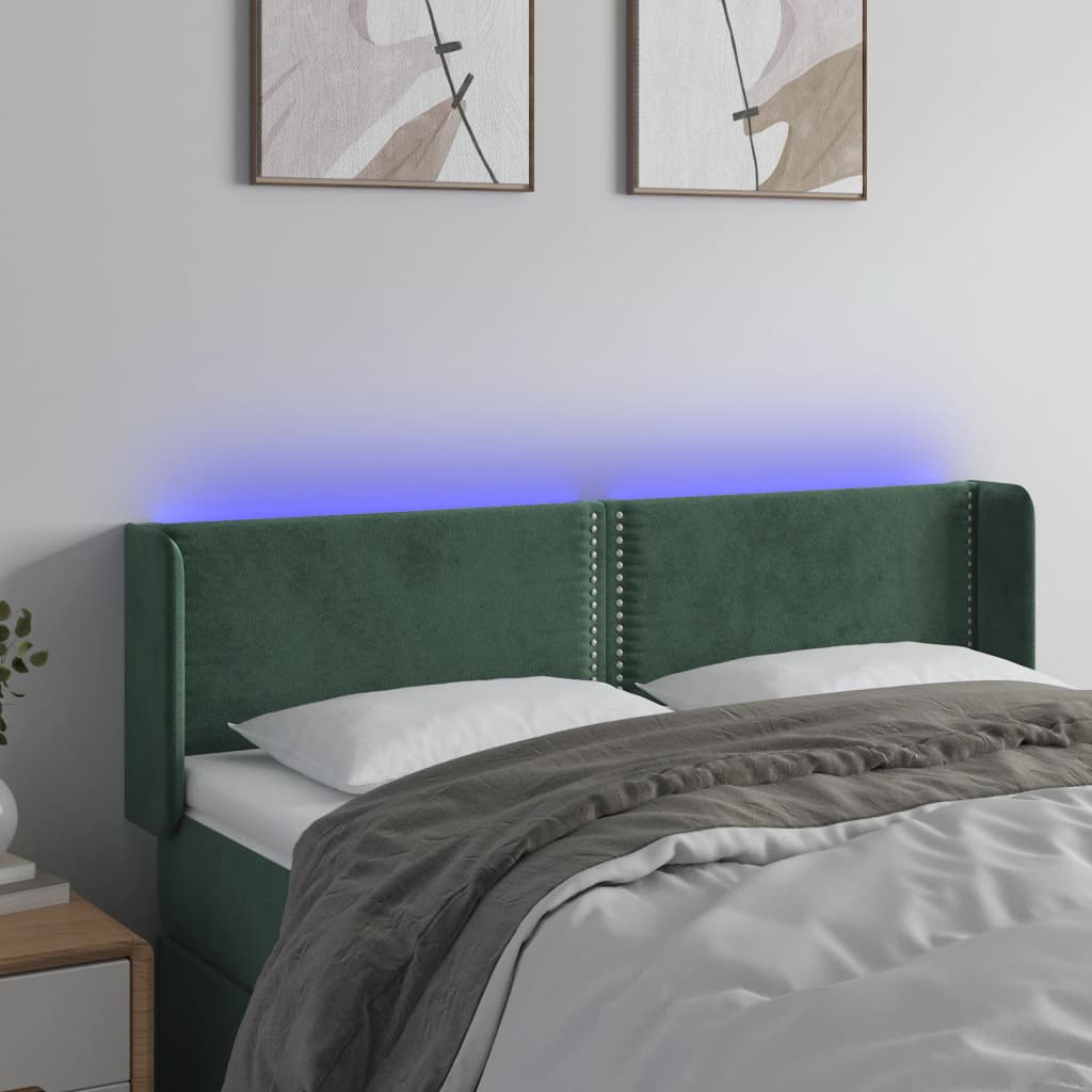 Testiera a LED Verde Scuro 147x16x78/88 cm in Velluto - homemem39