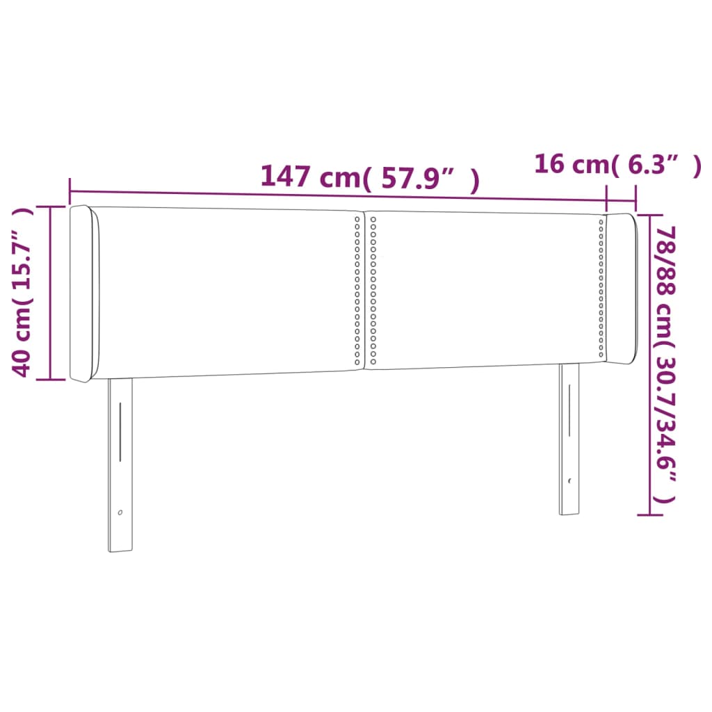 Testiera a LED Blu Scuro 147x16x78/88 cm in Velluto - homemem39