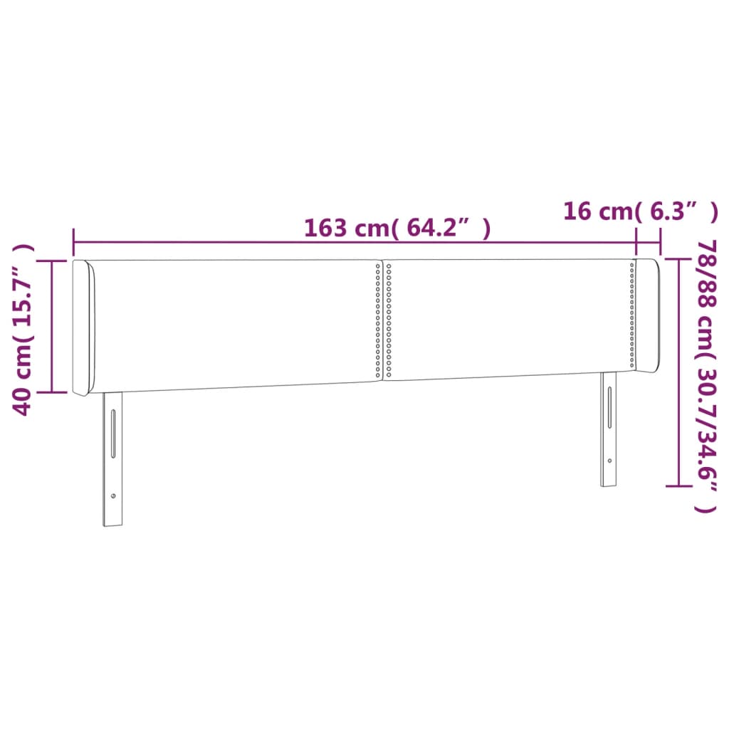 Testiera a LED Grigio Scuro 163x16x78/88 cm in Velluto | homemem39