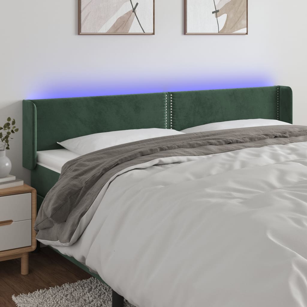 Testiera a LED Verde Scuro 163x16x78/88 cm in Velluto - homemem39