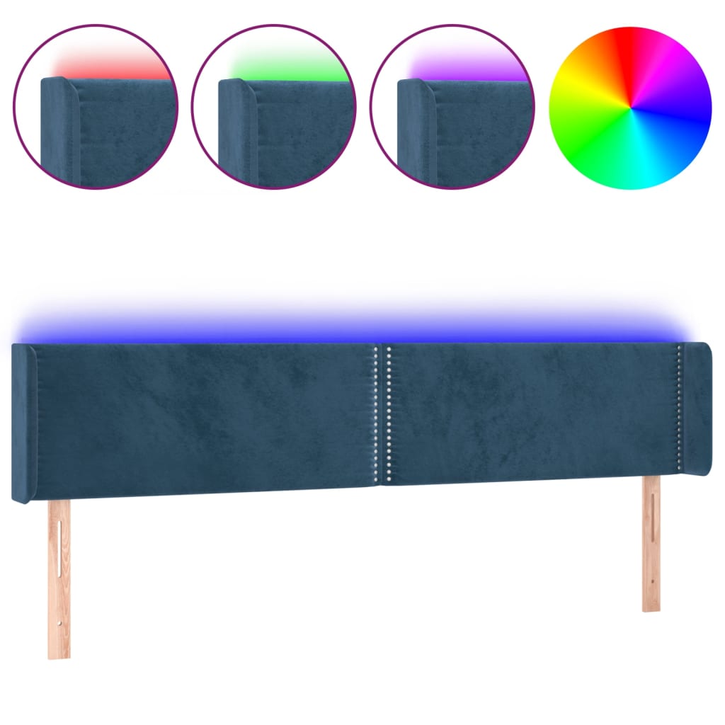 Testiera a LED Blu Scuro 163x16x78/88 cm in Velluto - homemem39