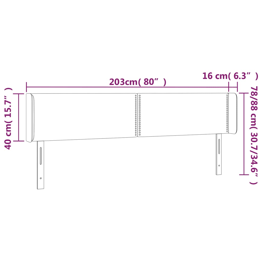 Testiera a LED Grigio Chiaro 203x16x78/88 cm in Velluto - homemem39