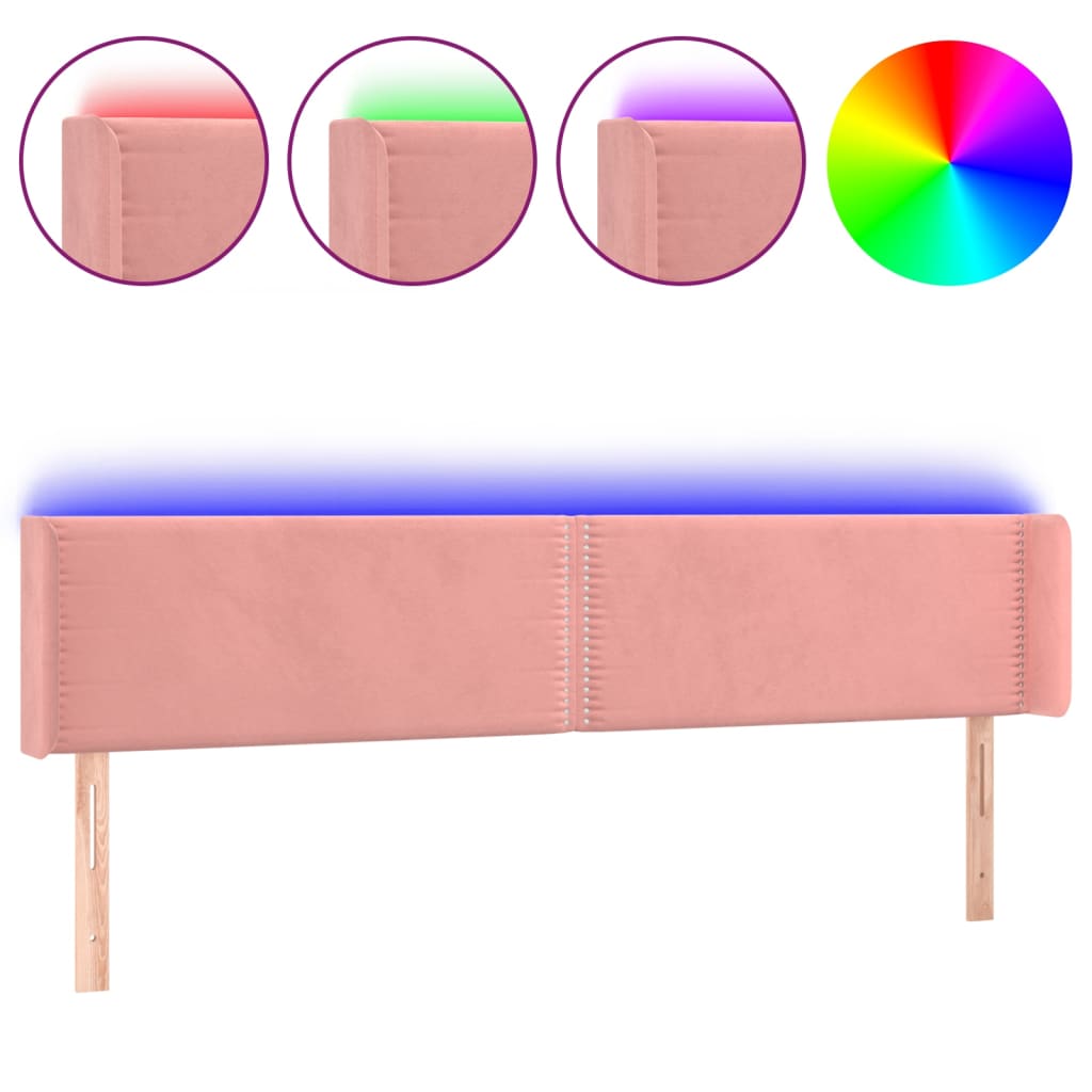 Testiera a LED Rosa 203x16x78/88 cm in Velluto - homemem39