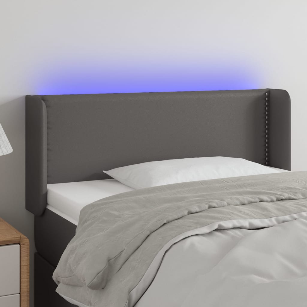 Testiera a LED Grigio 93x16x78/88 cm in Similpelle - homemem39
