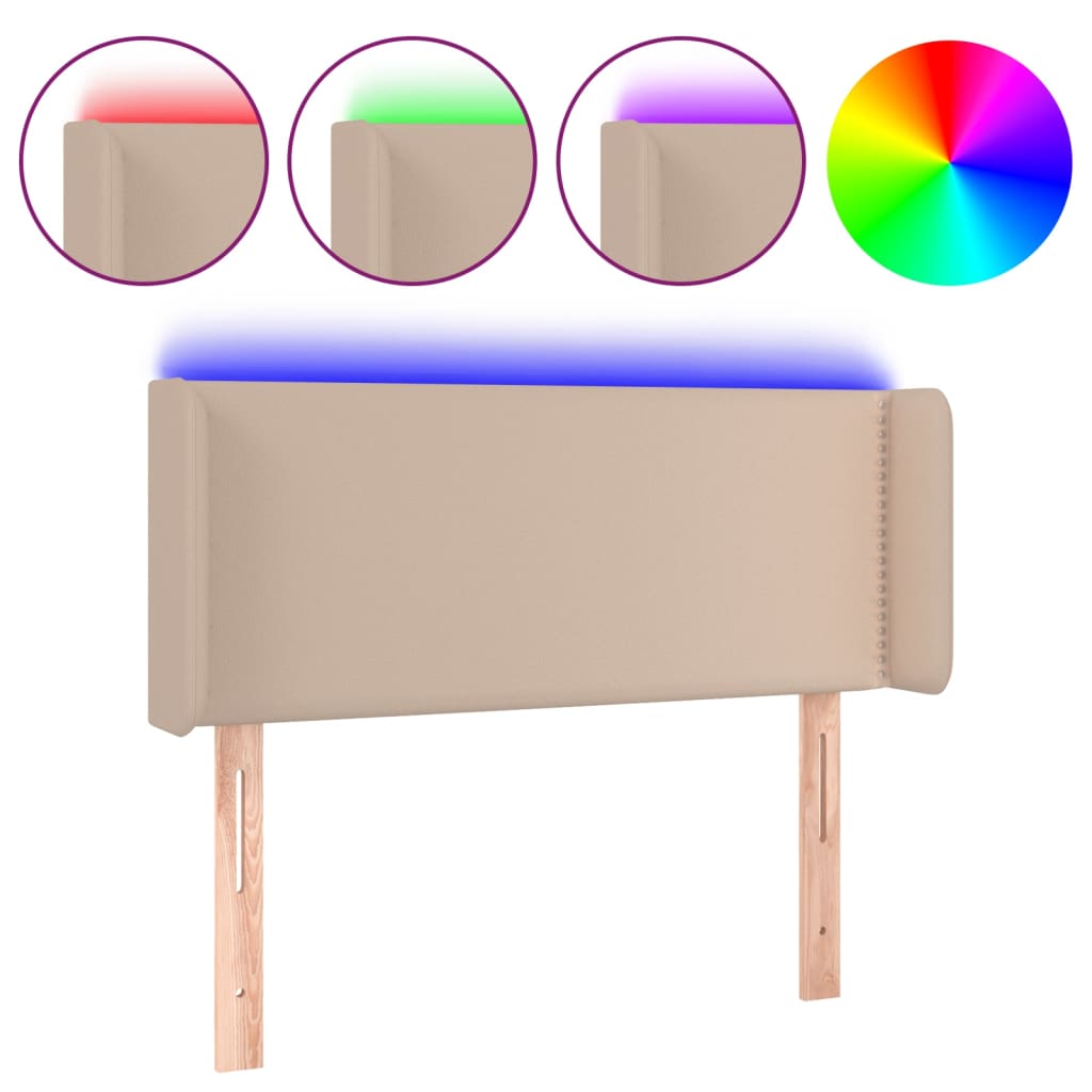 Testiera Cappuccino a LED 93x16x78/88 cm in Similpelle - homemem39