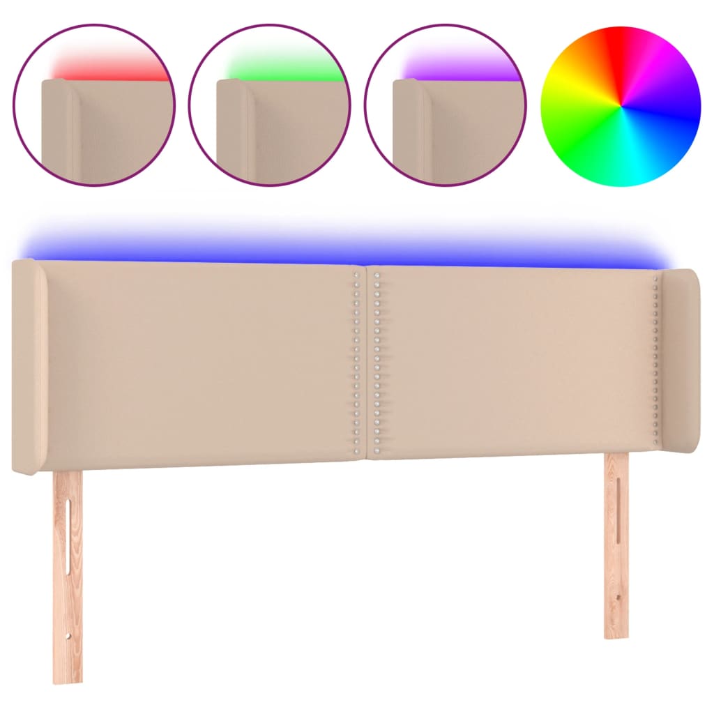 Testiera Cappuccino a LED 147x16x78/88 cm in Similpelle - homemem39