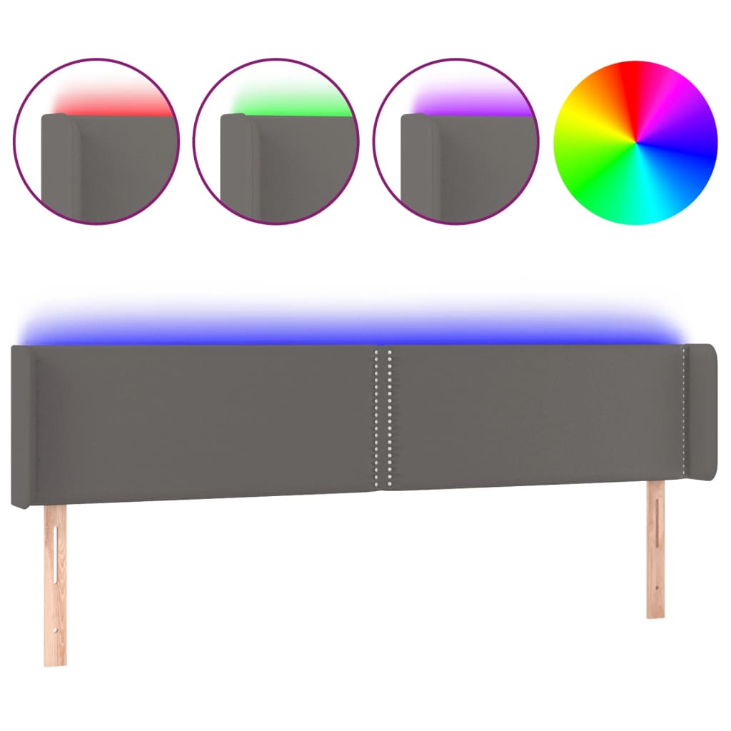 Testiera a LED Grigia 183x16x78/88 cm in Similpelle - homemem39