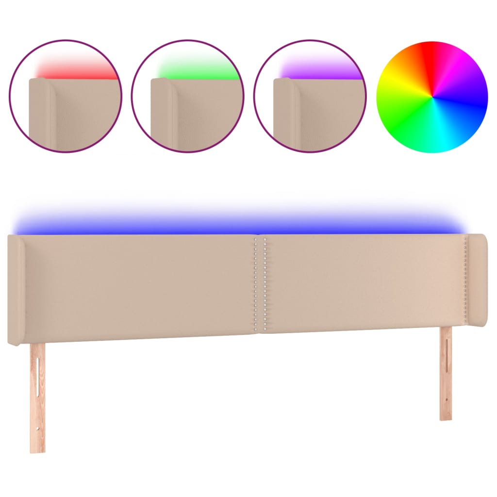 Testiera Cappuccino a LED 183x16x78/88 cm in Similpelle - homemem39
