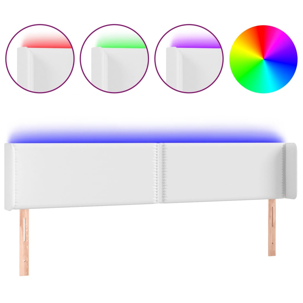 Testiera a LED Bianca 203x16x78/88 cm in Similpelle - homemem39