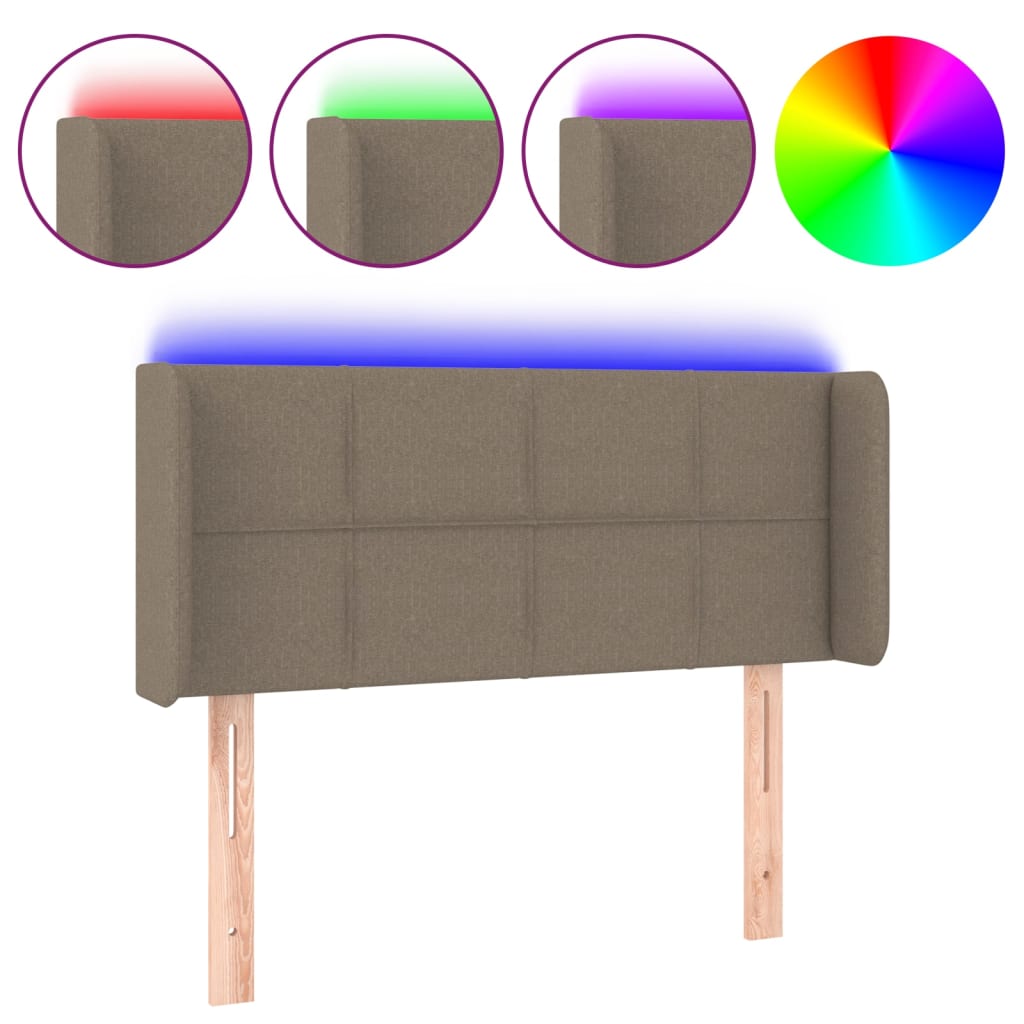 Testiera a LED Tortora 83x16x78/88 cm in Tessuto - homemem39