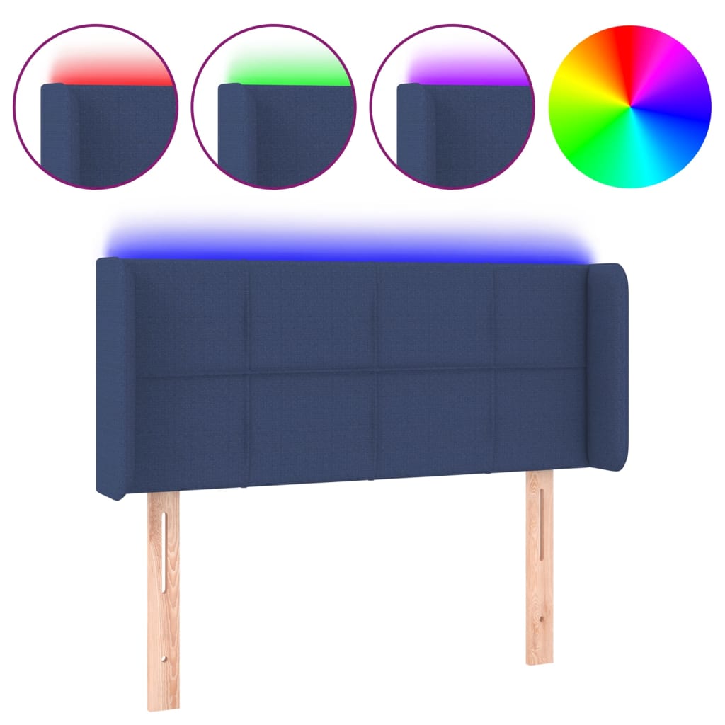 Testiera a LED Blu 83x16x78/88 cm in Tessuto - homemem39